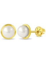 little yellow gold white cultured pearl baby pearl earrings